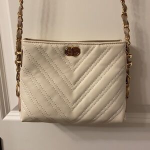 Amazon White and Taupe Chain Purse